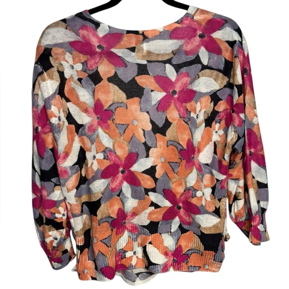 NIC+ZOE LINEN BLEND GLOWING PETALS 4-WAY CARDIGAN PL - Picture 12 of 16